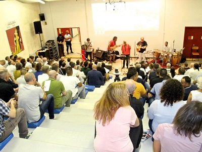 Un momento del concerto nell'auditorium del carcere di Padova