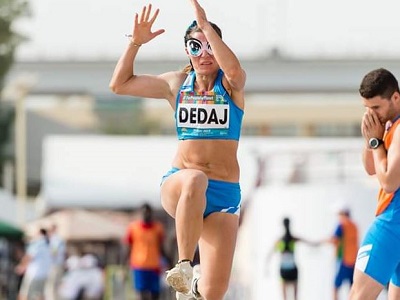 Arjola Dedaj (Fiamme Azzurre) impegnata nella gara di salto in lungo