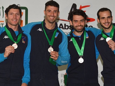 Aldo Montano (Fiamme Azzurre), Luigi Samele, Luca Curatoli, ed Enrico Berrè, - sciabola - Italia - Squadra