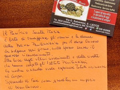 Lettera di consegna con dedica