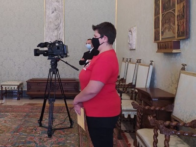 La capitana dell'Atletico Diritti in udienza da papa Francesco 20 maggio 2020