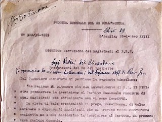 Documento del 28 febbraio 1940 sull'iscrizione dei magistrati al Partito Nazionale Fascista