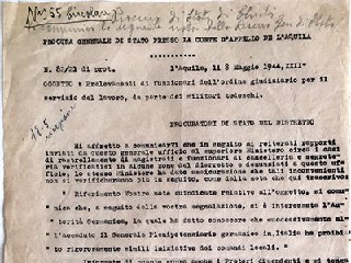 Documento dell'8 maggio 1944 sul prelevamento di funzionari dell'ordine giudiziario da parte dei militari tedeschi
