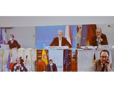 Schermata con i partecipanti in videoconferenza al Gruppo Vendome di venerdì 15 gennaio 2021