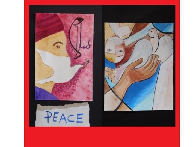 Disegni sul tema della pace all'interno del caledario realizzato nel laboratorio artistico del carcere di Siena