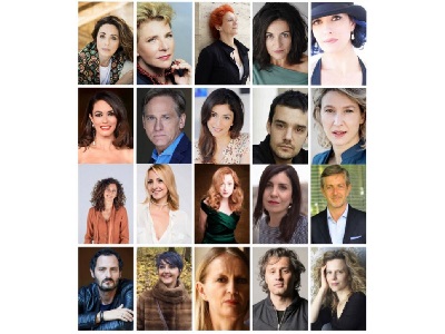 Collage di primi piano di diversi interpreti dello spettacolo italiano