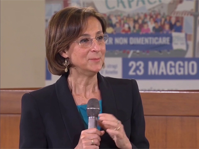 La ministra Marta Cartabia nell'aula bunker di Palermo