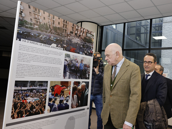 Il Ministro Nordio visita la mostra fotografica dell'Ansa dedicata a 'L'eredità di Giovanni Falcone e Paolo Borsellino' allestita presso la Scuola di Roma del Dap