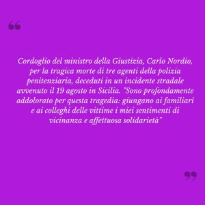 messaggio di cordoglio di Nordio