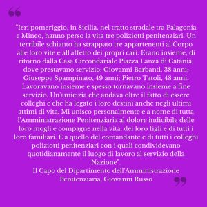 messaggio di cordoglio di Russo