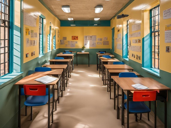 Aula studio in un carcere, immagine creata con IA (Canva)