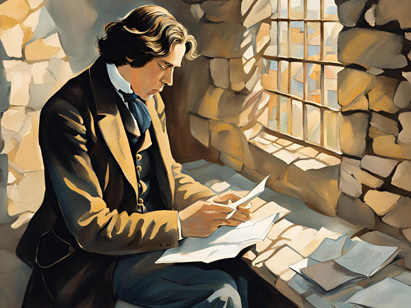 Oscar Wilde nel carcere di Reading, immagine creata con IA. (Canva)
