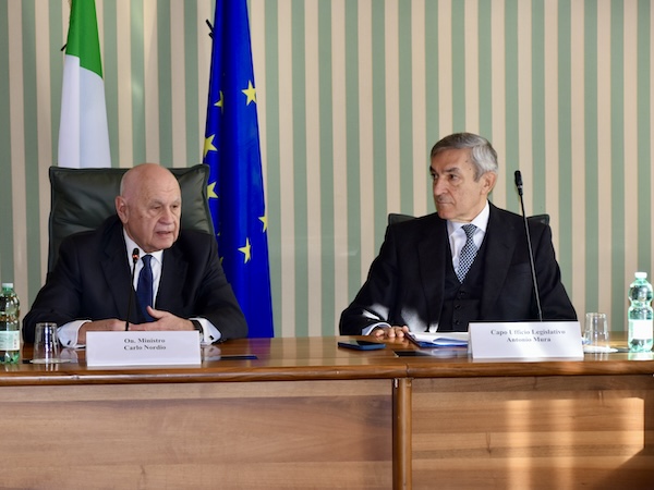 Il ministro Nordio e il presidente della Commissione per la riforma del processo penale, Antonio Mura