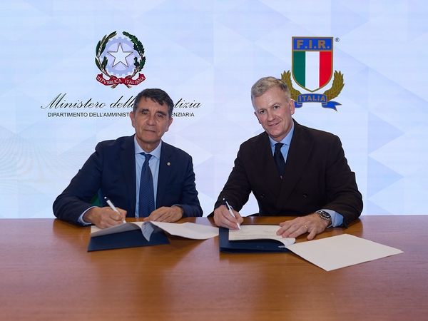 Il Capo del Dipartimento dell’Amministrazione Penitenziaria Stefano Carmine De Michele e il Presidente della Federazione Italiana Rugby Andrea Duodo