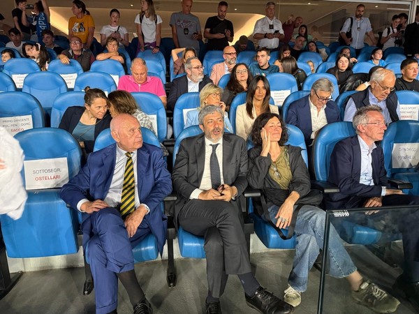 Napoli, Stadio DAM - La notte dei leoni 26mag26 - Nordio, Fico, Manfredi (foto Ministero della Giustizia)