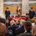 La statua di San Basilide, patrono del Corpo di polizia penitenziaria